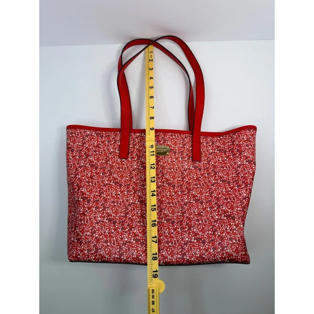 Michael Kors Jet Set Floral Ditsy Saffiano Leather Tote Bag Gold Tone Logo‎